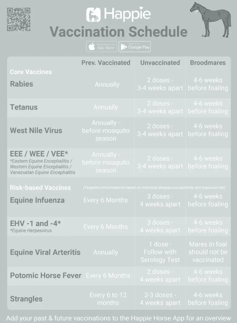 When should I give my horse core vaccines risk-based vaccines