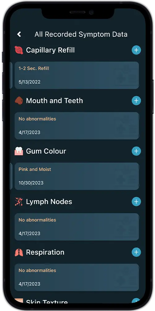 symptom diary for horses digital tracking