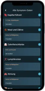 Symptom Tagebuch Handy Screen