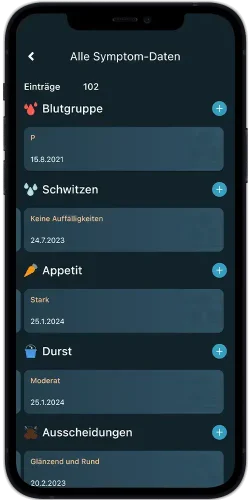 Symptome in der Happie App eintragen